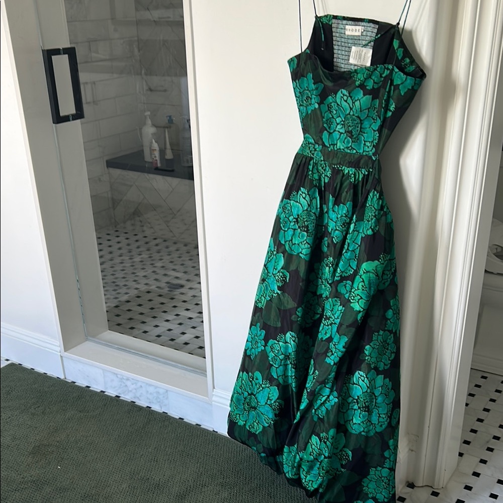 Floral Green and Black Women's Dress